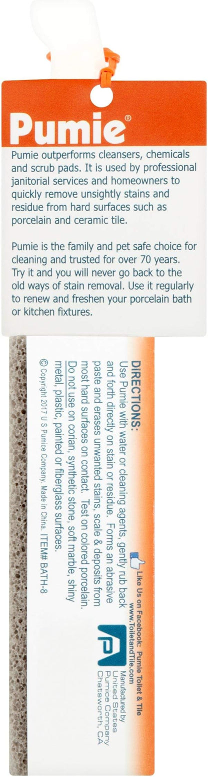 PUMIE Toilet & Tile Pumice Cleaner, Pumice Stick with Handle, Multi-Function Toilet Bowl Cleaner by US Pumice, Bath-8, Pack of 2