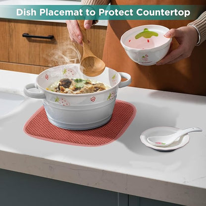 GeeRic Microfiber Dish Drying Mat, Super Absorbent Kitchen Dish Drying Pad, Reversible for Countertop, 7*7 inch Red