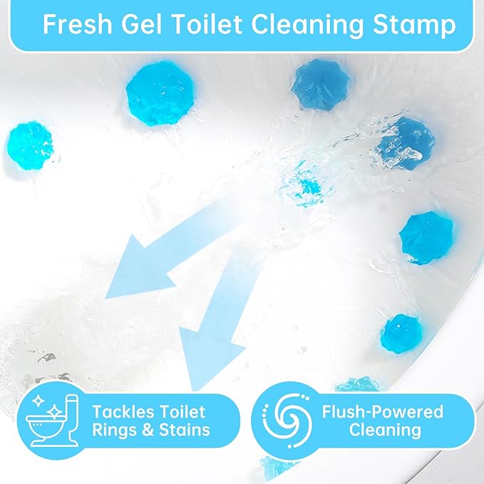 6 Packs Toilet Bowl Gel Stamp - Replacement Gel Toilet Bowl Cleaning Stamps Compatible with Scrubbing Bubbles, Stop Limescale and Rings, for Cleaning and Refreshing, 6 Pack with Dispenser