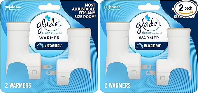 Glade PlugIns Air Freshener Warmer, Scented and Essential Oils for Home and Bathroom, Up to 50 Days on Low Setting, 2 Count (Pack of 2)