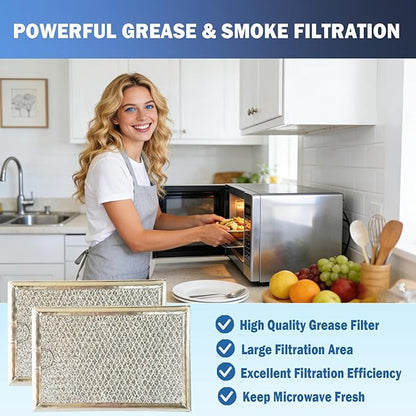 2 Pack Microwave Grease Filter Fit for GE JVM3160DF8BB, JVM3160DF8CC, JVM3160DF8WW, JVM3160RF8SS, JVM1540SM1SS, JVM1540SM2SS Microwave Replacement Part