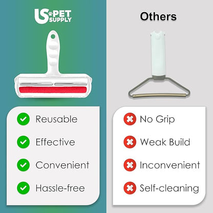 Pet Hair Remover Roller -Reusable, Self Cleaning Lint Roller for Pet Hair Removal on Furniture, Carpets, Clothes & Car Seats-Dog & Cat Hair Remover No Sticky Tapes (White)
