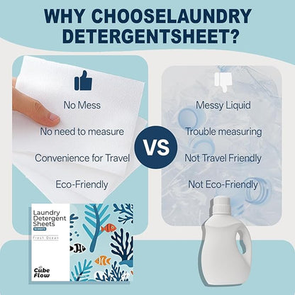 Laundry Detergent Sheets, Ebony Rose Scent - 100 Loads | 72-hour long lasting fragrance, Eco Friendly Sheets | Pre-Measured, Liquidless for Deep Clean | Hypoallergenic (Fresh Ocean)