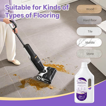 Floor Cleaning Solution Lavender Scent, Compatible with Roborock Cleaning Solution Quick Drying Without Residue Suitable for All Robot Vacuums and Wet Dry Dual-Use Vacuum Cleaners (1 L, Lavender)