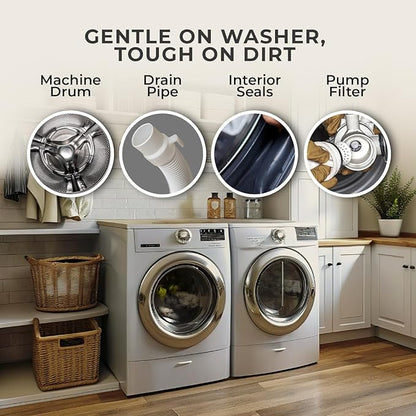 Washing Machine Cleaner Tablets – Deep Clean Washer Descale, Laundry Tub Cleaning Solution, Smell Fresh, Eliminates Buildup & Dirt, For Front & Top Load Washers, Easy-to-Use Tablets, 6 Pack