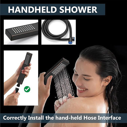 Aolemi Shower Faucet Set Rain Shower System with Handheld Spray Bathroom Shower Combo Rough-in Valve and Shower Trim Kit Included Oil Rubbed Bronze 10 Inch Wall Mount Shower Head