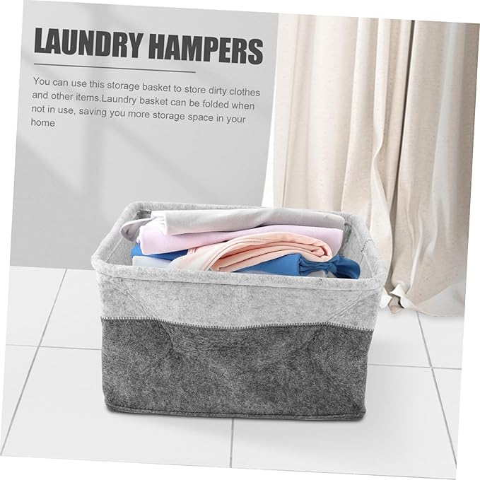 Felt Woven Basket for Laundry Large Foldable Bathroom Closet Hanger Space-saving Organizer