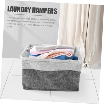 Felt Woven Basket for Laundry Large Foldable Bathroom Closet Hanger Space-saving Organizer
