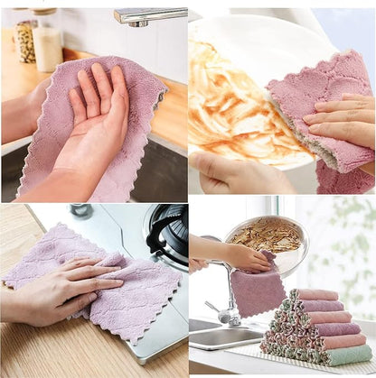 20 Pack Kitchen Cloth, Microfiber Dish Towels Washcloths, Super Absorbent Coral Velvet Dishtowels, Premium Cleaning Cloths,Non-Stick Oil Quick Dry Dish Towels, Soft Tea Towel, Table Cleaning Cloths.