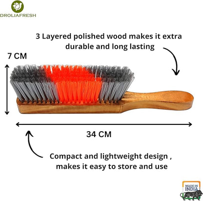 Premium Carpet Cleaning Brush for Home, Multipurpose Dirt and Dust Cleaner with Wooden Handle and Long Bristles, Ideal for Sofa, Car, Bed, Curtains, Mats, Rugs Pack of 1