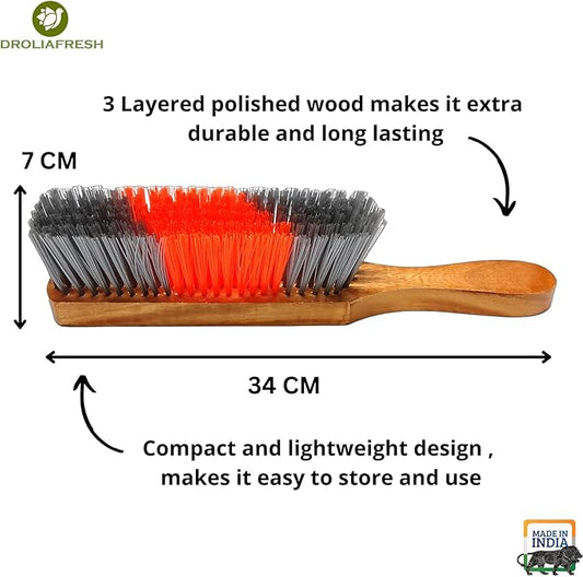 Premium Carpet Cleaning Brush for Home, Multipurpose Dirt and Dust Cleaner with Wooden Handle and Long Bristles, Ideal for Sofa, Car, Bed, Curtains, Mats, Rugs Pack of 1