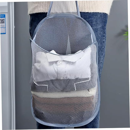 Happyyami Space-saving Wall Storage Laundry Basket Mesh Folding Clothes Organizer