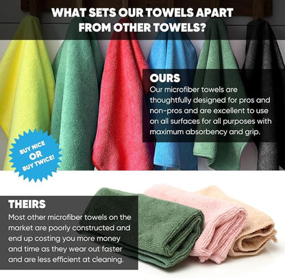 12" x 12" Microfiber Cleaning Cloths (50 Pack) - Reusable Towels, Wash Rags, Dust Cloth, All-Purpose: Kitchen, Dish, Cars, Shop, Glass (Yellow)