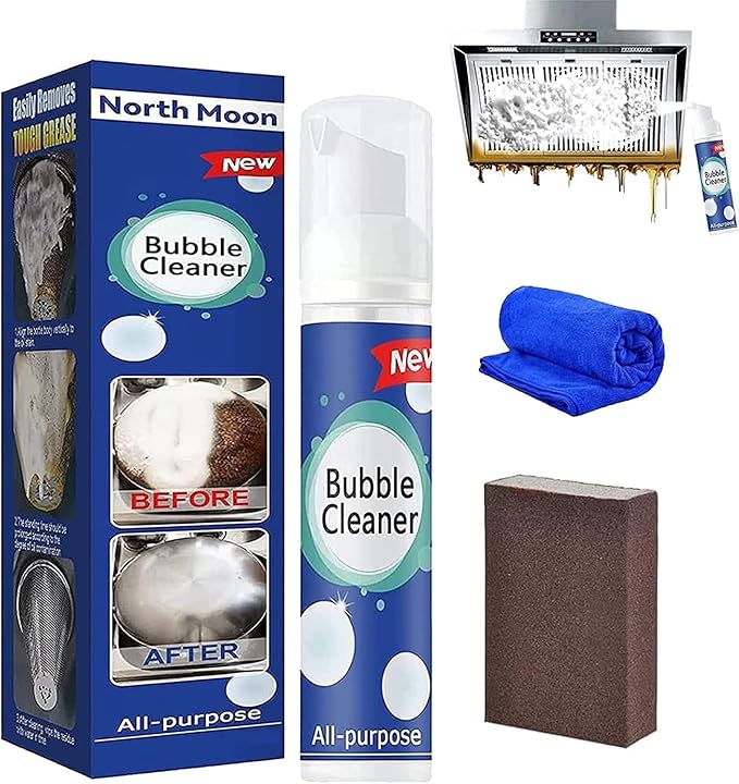Foam Heavy Grease Cleaner Sprey, Bubble Cleaner Foam Spray, All-Purpose Rinse-Free Cleaning Spray, Kitchen Cleaner Spray, Bubble Cleaner (1pcs-30ml)