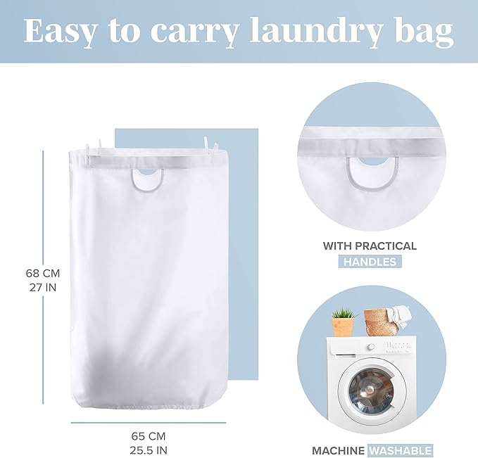 LONBET Laundry Basket with Lid, Made from Breathable Fabric | Aesthetic Clothes Hampers for Laundry with Side Handles & Sturdy Bamboo Frame (26 Gallons - Single, Light Gray)