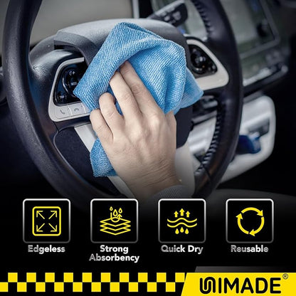 Shop Towel Rag, 200 Pack Reusable Rags Bulk Microfiber Cleaning Cloth Lint Free Towels for Car Kitchen Automotive Bar Mechanic Restaurant Garage, 11.5"x 11.5", Blue