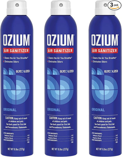 Ozium® 8 Oz. Air Sanitizer & Odor Eliminator for Homes, Cars, Offices and More, Original Scent - 3 Pack