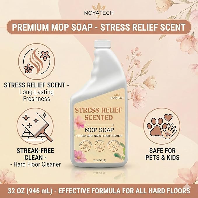Scented Mop Soap – Stress Relief Aromatherapy Floor Cleaner Concentrate | Non-Toxic, Pet Safe, No Residue | Safe for Hardwood, Tile, Marble, Stone & Grout | All Mop Types | Made in USA