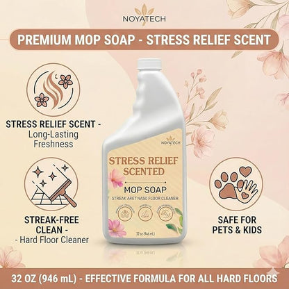 Scented Mop Soap – Stress Relief Aromatherapy Floor Cleaner Concentrate | Non-Toxic, Pet Safe, No Residue | Safe for Hardwood, Tile, Marble, Stone & Grout | All Mop Types | Made in USA