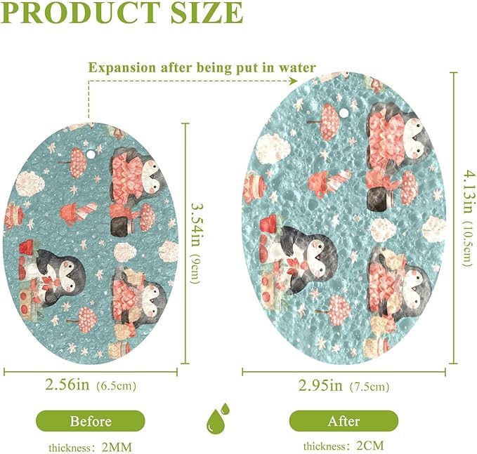 Penguin Kitchen Scrub Sponges, Pop-up Kitchen Cleaning Sponges Reusable Dish Washing Sponges for Bathroom Household Cleaning 3 Pack - Non Scratch Scrubber