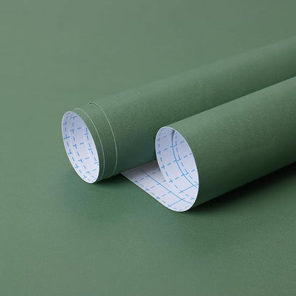 HeloHo Solid Green Wallpaper Matte Textured Peel and Stick Wall Paper Modern Self Adhesive Removable Waterproof Contact Paper for Living Room Bedroom Decor 78.7"X15.7"