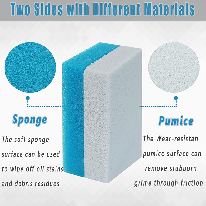 4 Pcs Grill Pumice Stone & Sponge Combination Cleaner, Heavy Duty 2 in 1 Pumice Stone and Sponge Clean Brush for Grills, Cast Iron Cookware, Oven, Grate, Stovetop (4)