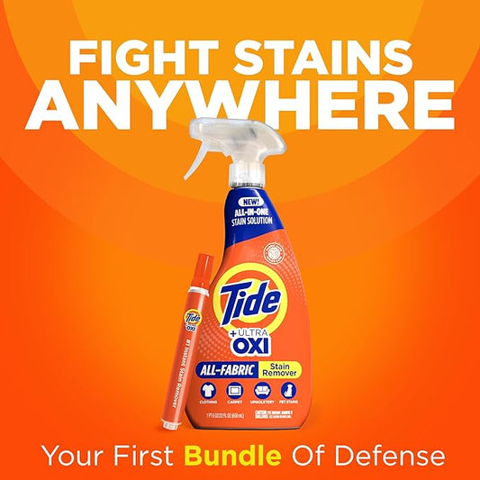MADE BY NEHEMIAH Tide Rescue Laundry Stain Remover Spray with Oxi + Travel Size Tide To Go Pen, Spot Remover for Clothes, Fabric, Upholstery, Carpet, Grease & More Tough Stains- 22 Fl Oz + 1 Stain Pen