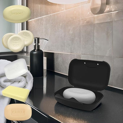 Travel Soap Holder Bar Soap Dish Shower Soap Saver Case Container Box for Bathroom Camping Gym Vonpri (Matt Black 3pack Without Bag)