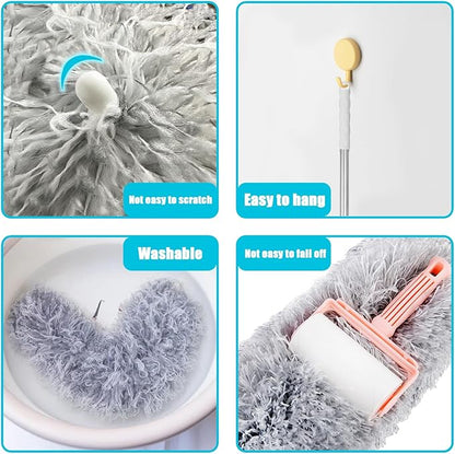Feather Duster for Cleaning Extendable - Feather Duster for Cleaning The Indoor. 110 in Long Duster with Extension Pole for Clean Ceilings and Fans. Microfiber Duster for Blinds. Washable Dduster