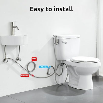 Hot and Cold Bidet Sprayer for Toilet, BRITULIF Bidet Attachment for Warm Water, Bidet with Warm Water Muslim Shower, Ideal for Feminine Hygiene, Pet Cleaning, Cloth Diapers, and Elderly Care