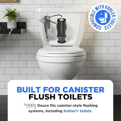 Happy Toilet Cleaner Deuce - Compatible w Kohler Toilets & Canister Flushing Systems - Automatic Toilet Bowl Cleaner - Easy to Install Toilet Tablet Holder, Self-Cleaning Toilet System