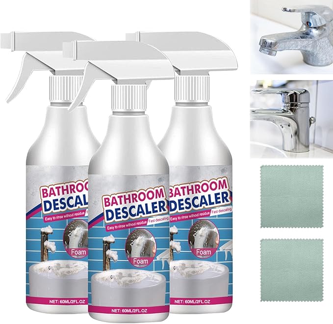 Bathroom Descaler Foam Cleaner Spray, Soap Scum Remover for Shower, Tub Cleaner Heavy Duty, Foam Toilet Bowl Cleaners, Multipurpose Stubborn Stains Cleaners, for Faucet Glass Sink Toilet Bathtub (3)