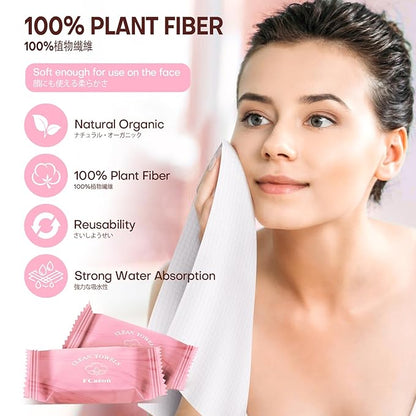 Compressed Towel Tablets Large Ultra Soft Disposable Face Towel Individually Wrapped 12x9 Inch Portable Washcloths for Makeup Removal Beauty Salon Gym Camping Travel Outdoor Sports(20 Pcs Pink)