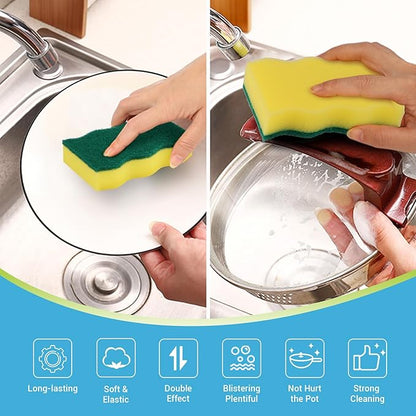 AIDEA Sponges Kitchen, 24 Pack Heavy Duty Dish Sponge, Cleaning Dish Scrubber Sponge for Home and Kitchen, Stink-Free Cleaning Supplies for Pots, Pans
