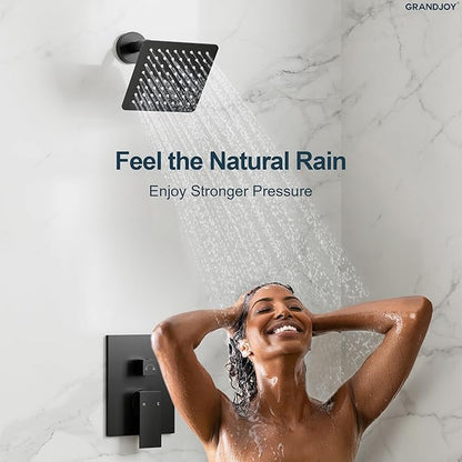2-Spray Pattern 6 in.Square Shower head with Single Handle Shower Handheld Faucet 2.5 GPM in Matte Black