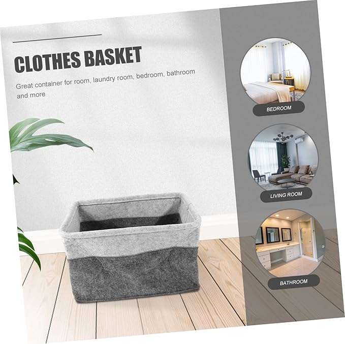 Holibanna Collapsible Felt Laundry Basket Organizer Multi-Functional Laundry Hamper for Dirty Clothes Foldable Storage Bin Large Capacity Material for Bedroom and Bathroom