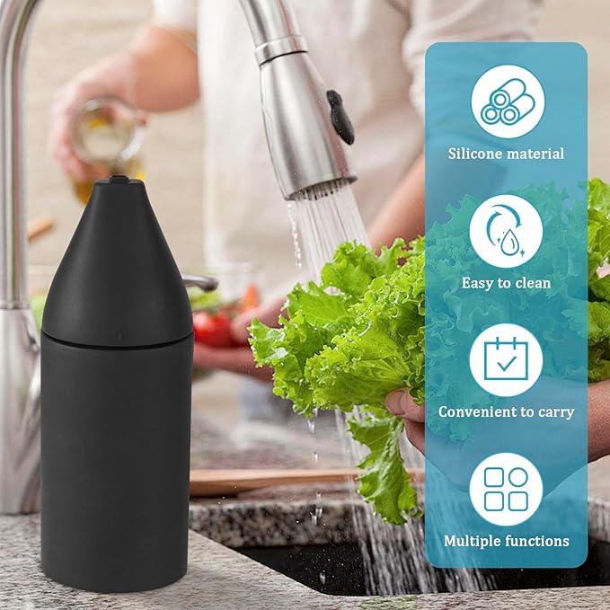 200ml Silicone Dishwashing Soap Dispenser, Squeeze Style Dish Soap Squeeze Bottle, Lightweight Easy to Refill Dishwashing Liquid Dispenser, Silicone Divided Bottle for Kitchen and Bathroom. (Black)