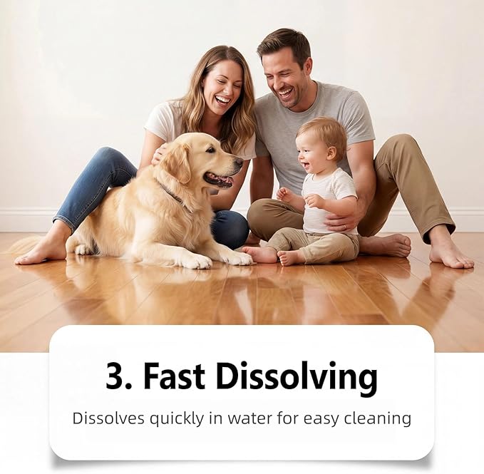 Floor Cleaner Tablets for Hard Floors, Multi-Surface Mopping Tablets, Fast Dissolving, Lemon Scent, 12 Count (1pcs)