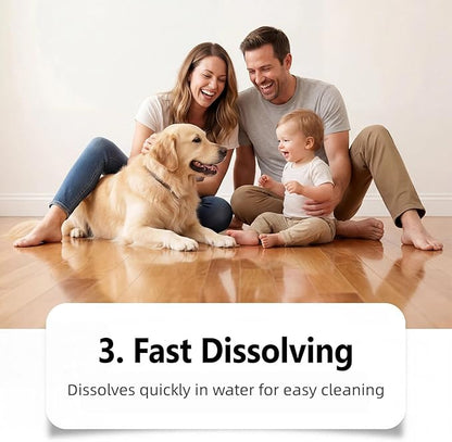 Floor Cleaner Tablets for Hard Floors, Multi-Surface Mopping Tablets, Fast Dissolving, Lemon Scent, 12 Count (1pcs)