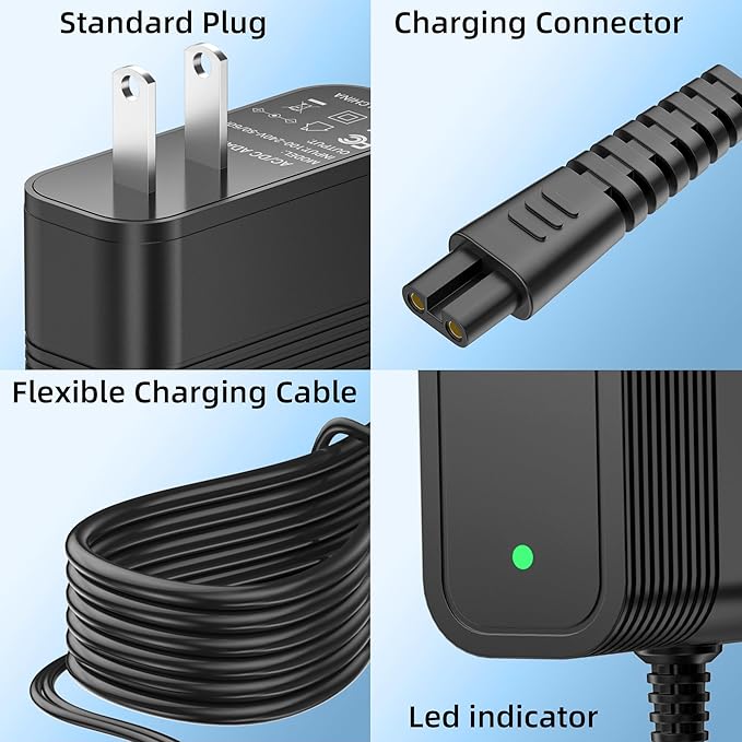 Charger for Khelfer Electric Spin Scrubber Power Cord for KHelfer Kh8 Pro Electric Spin Scrubber Compatible with Kh8 Series Kh1 Pro Kh2 Pro KH8W KH8B KH8G 9V Adapter Power Supply