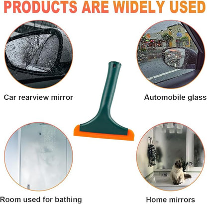 2 PCS Small Silicone Window Squeegee, 5.9 Inch Car Windshield Water Blade Squeegee with Non-Slip Handle, All-Purpose Cleaning Squeegee for Car Windshield, Window, Mirror (Black+Black Green)