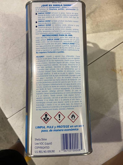Sheila Shine 4 x 1 Gal. Can Low Voc Stainless Steel Cleaner and Polish, Protects Household Kitchen Surface, Removes Grease & Residue Marks, Stainless Steel Cleaner for Appliances, Fridge, Oven & Sinks