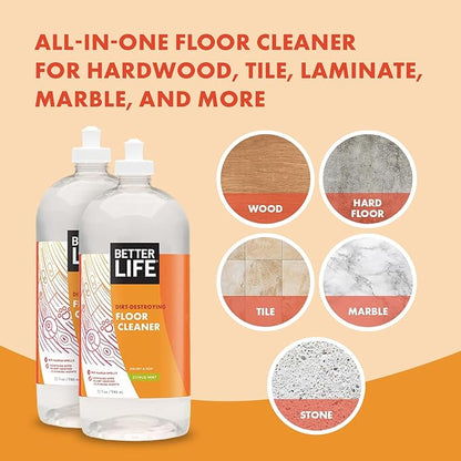 Better Life Floor Cleaner - Liquid Multipurpose Cleaner for Wood, Tile, Laminate, Vinyl, Bamboo for Mopping - Citrus Mint 1 Gallon Refill