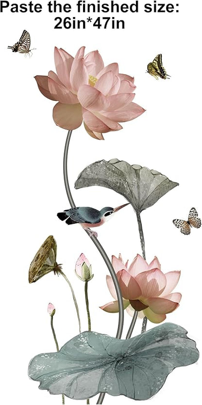 3D Wall Stickers DIY Flower Wall Decal Removable Waterproof Wall Art Decor for Bedroom Living Room Offices Home Decoration (Lotus Butterfly)