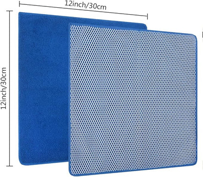 SINLAND Absorbent Microfiber Dish Cloths for Washing Dishes Best Kitchen Cloths Cleaning Cloth with Poly Scour Side 12Inchx12Inch 5 Pack Dark Blue