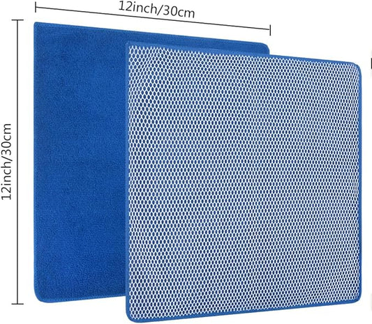 SINLAND Absorbent Microfiber Dish Cloths for Washing Dishes Best Kitchen Cloths Cleaning Cloth with Poly Scour Side 12Inchx12Inch 5 Pack Dark Blue