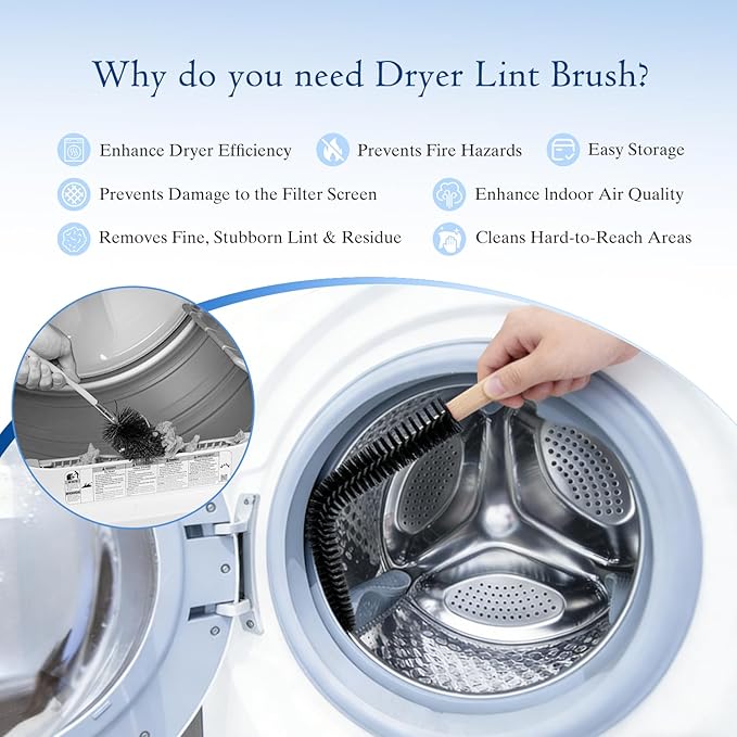 16.5" Dryer Vent Cleaner Kit with 3 Wool Dryer Balls | Lint Remover Tool for Fire Prevention & Faster Drying | Reusable Pet Hair Brush for Dryer Duct Maintenance | Laundry Care Essential