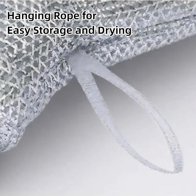 Dishwashing Gloves Non-Scratch Nylon Cleaning Mittens Stainless Steel Wire Balls Hanging Strap for Kitchen Housework