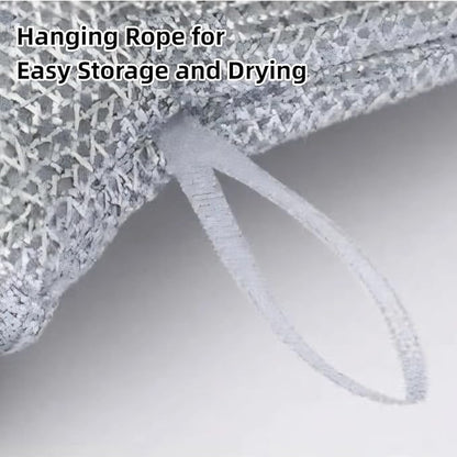 Dishwashing Gloves Non-Scratch Nylon Cleaning Mittens Stainless Steel Wire Balls Hanging Strap for Kitchen Housework