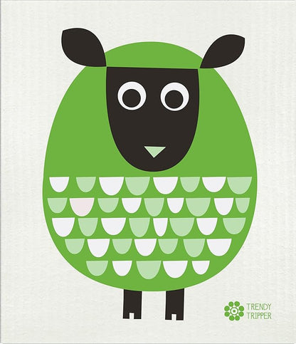 Trendy Tripper 2-Pk Earth-Friendly Reusable COMPOSTABLE ECO Sponge Cloth | AKA Swedish Dishcloth by Jenn Ski (2-Pk Bright Green on Natural)
